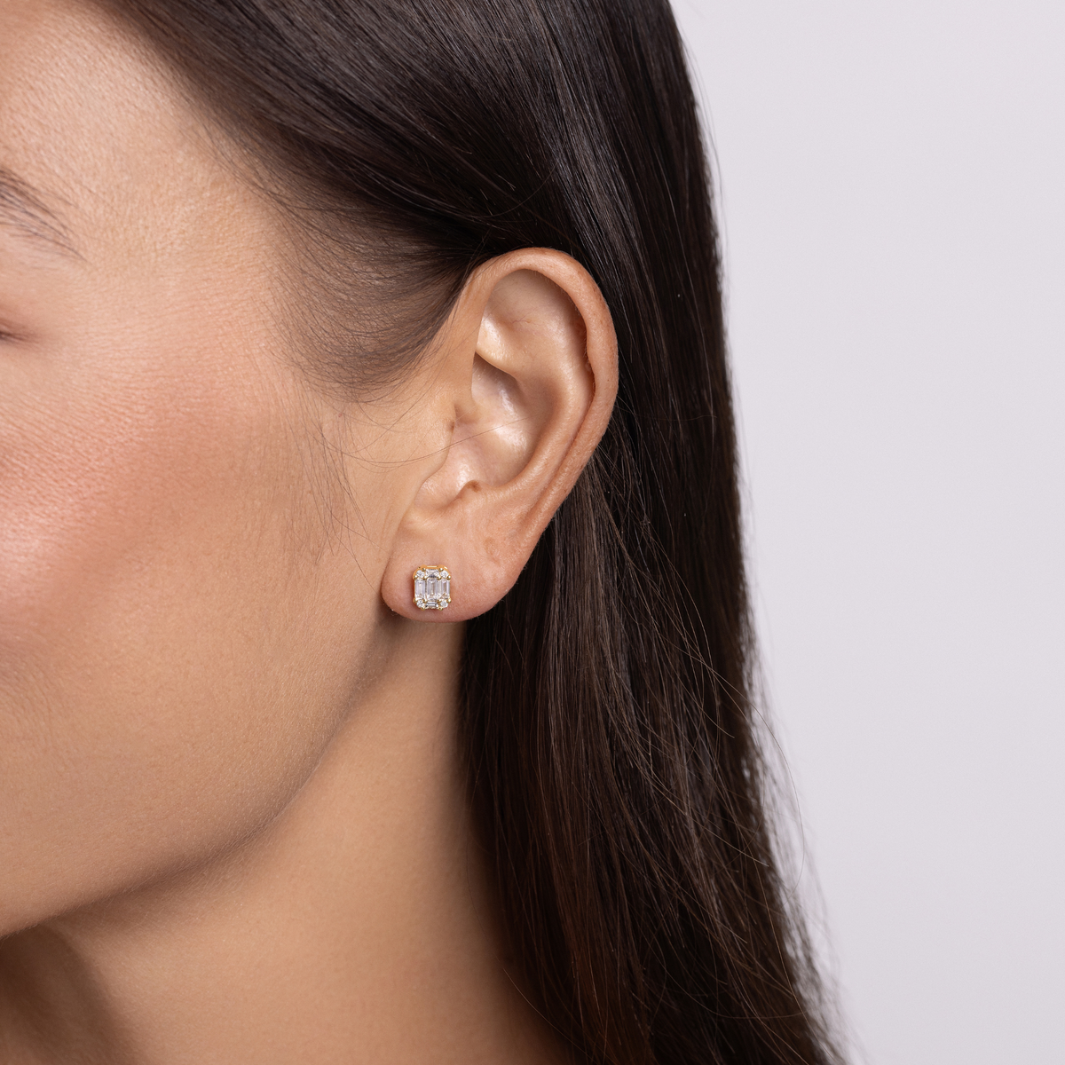 Baguette Stud Illusion Earrings