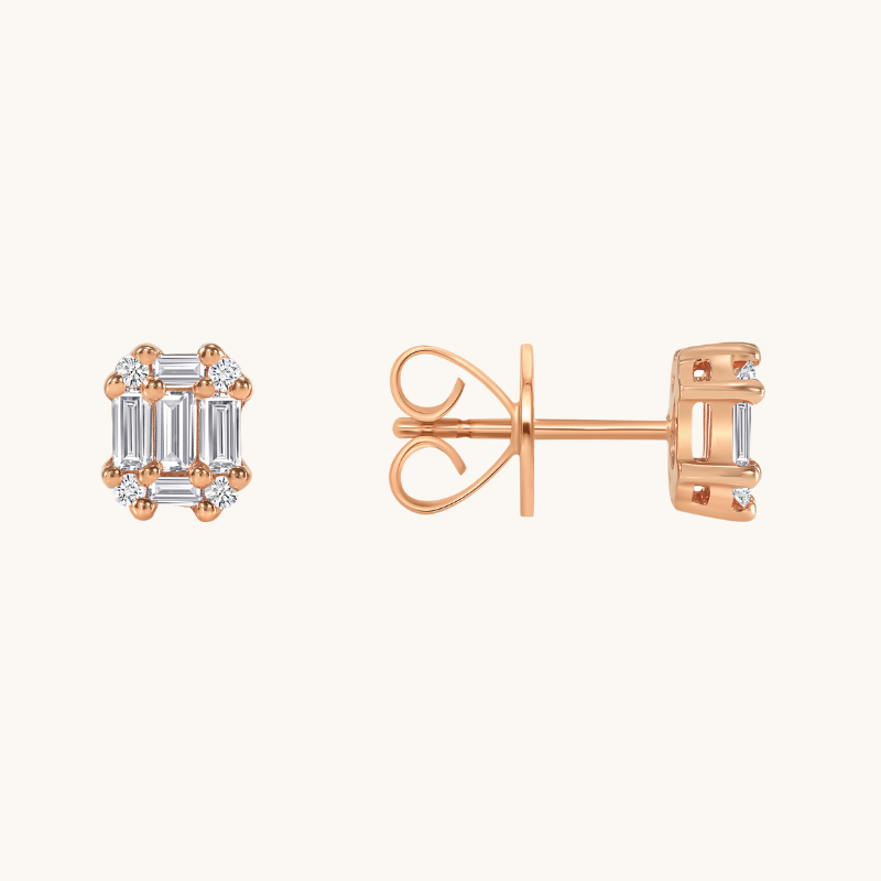 Baguette Stud Illusion Earrings - Happy Jewelers Fine Jewelry Lifetime Warranty