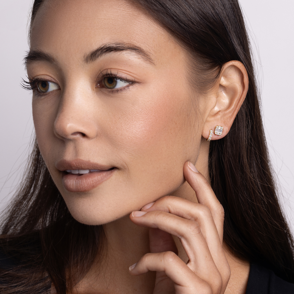 Baguette Stud Illusion Earrings