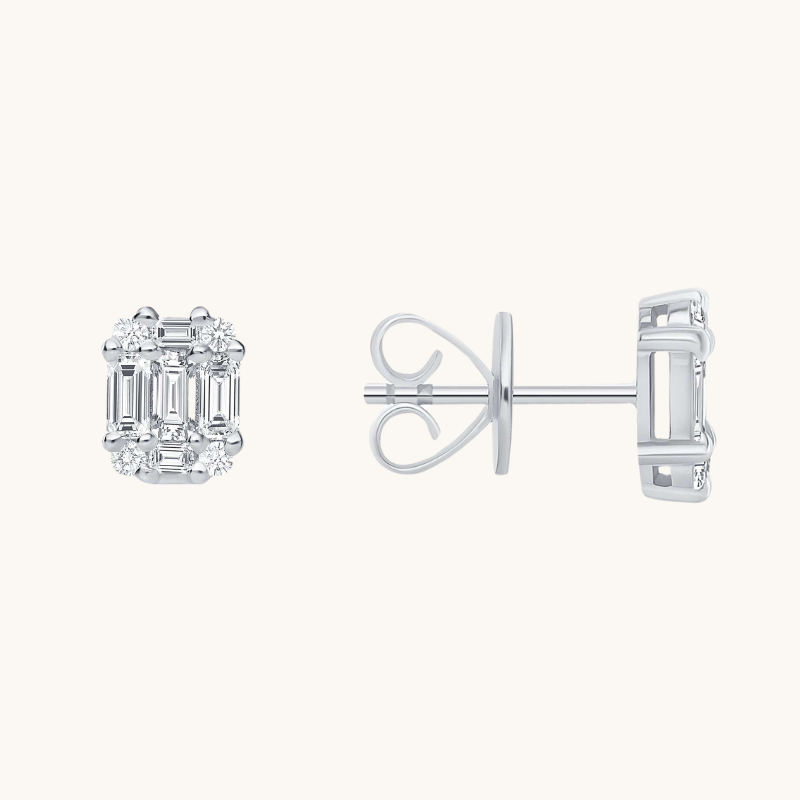 Baguette Stud Illusion Earrings - Happy Jewelers Fine Jewelry Lifetime Warranty