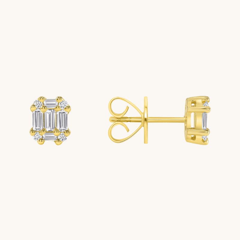 Baguette Stud Illusion Earrings - Happy Jewelers Fine Jewelry Lifetime Warranty