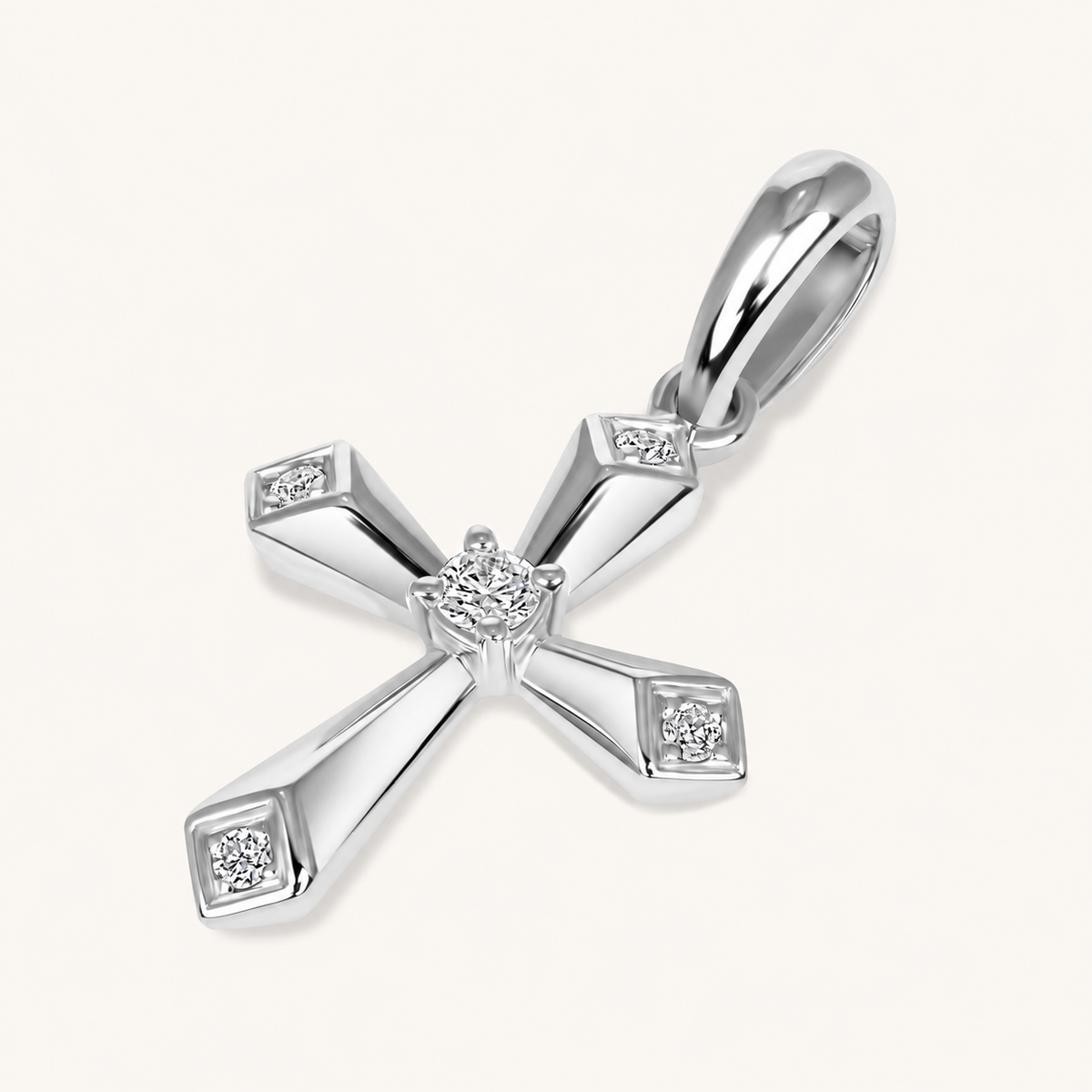 Beveled Mini Diamond Cross Pendant