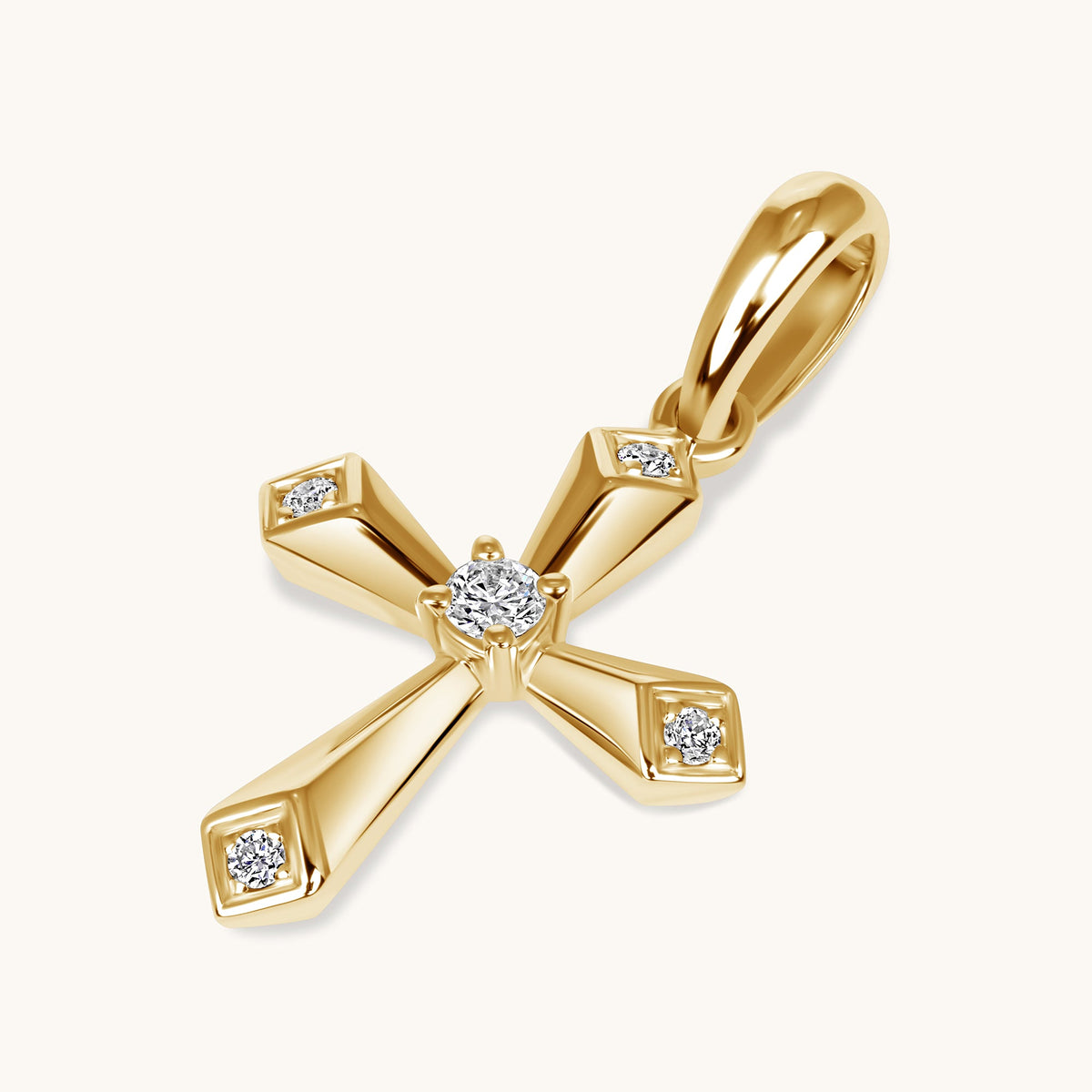 Beveled Mini Diamond Cross Pendant