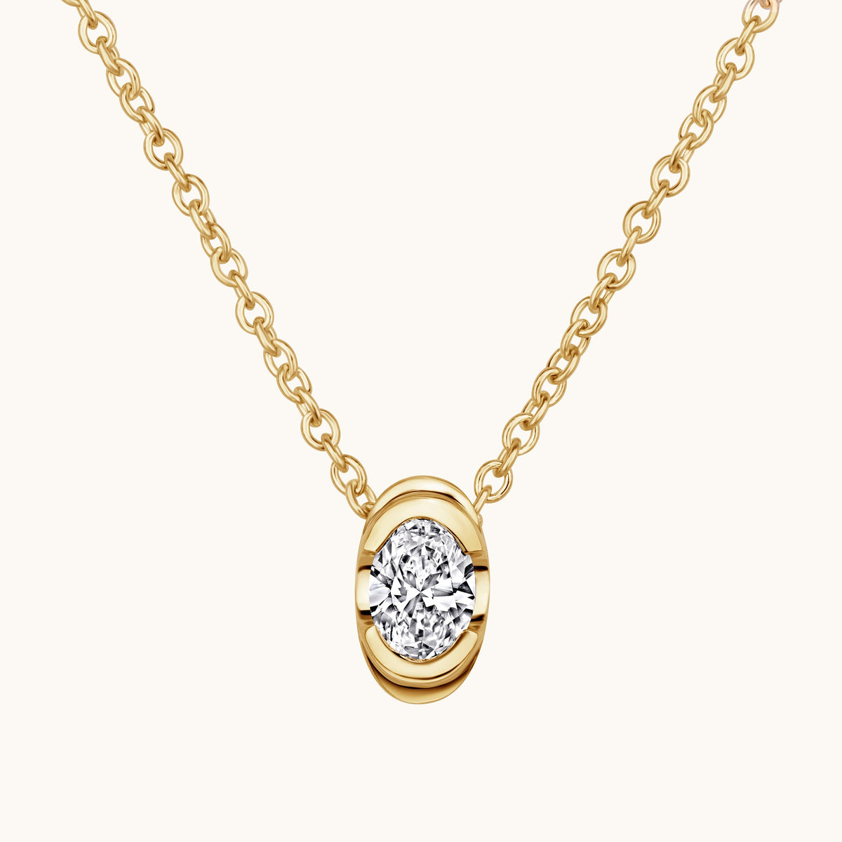 Bezel Oval Lab Diamond Solitaire Pendant - Happy Jewelers Fine Jewelry Lifetime Warranty
