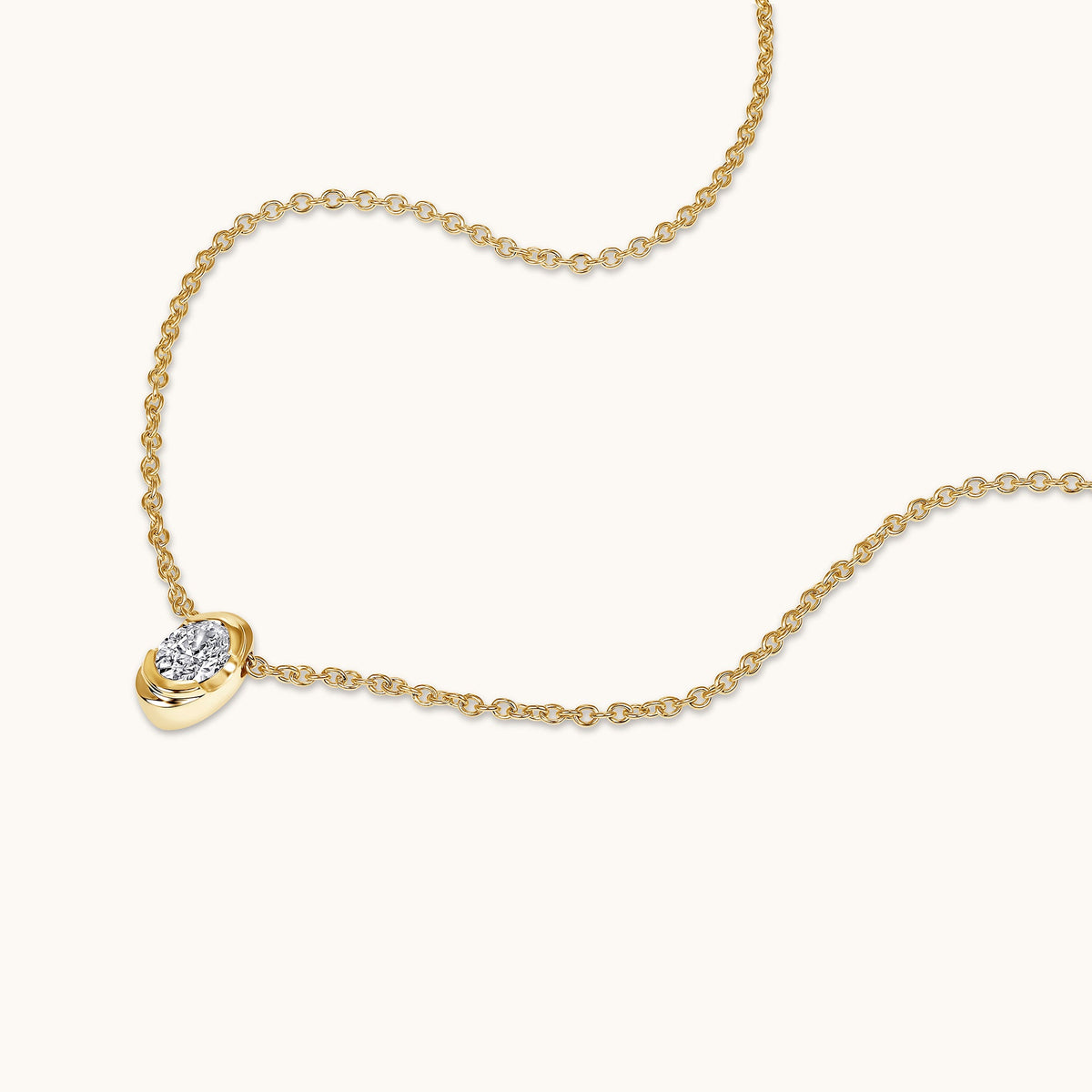 Bezel Oval Lab Diamond Solitaire Pendant