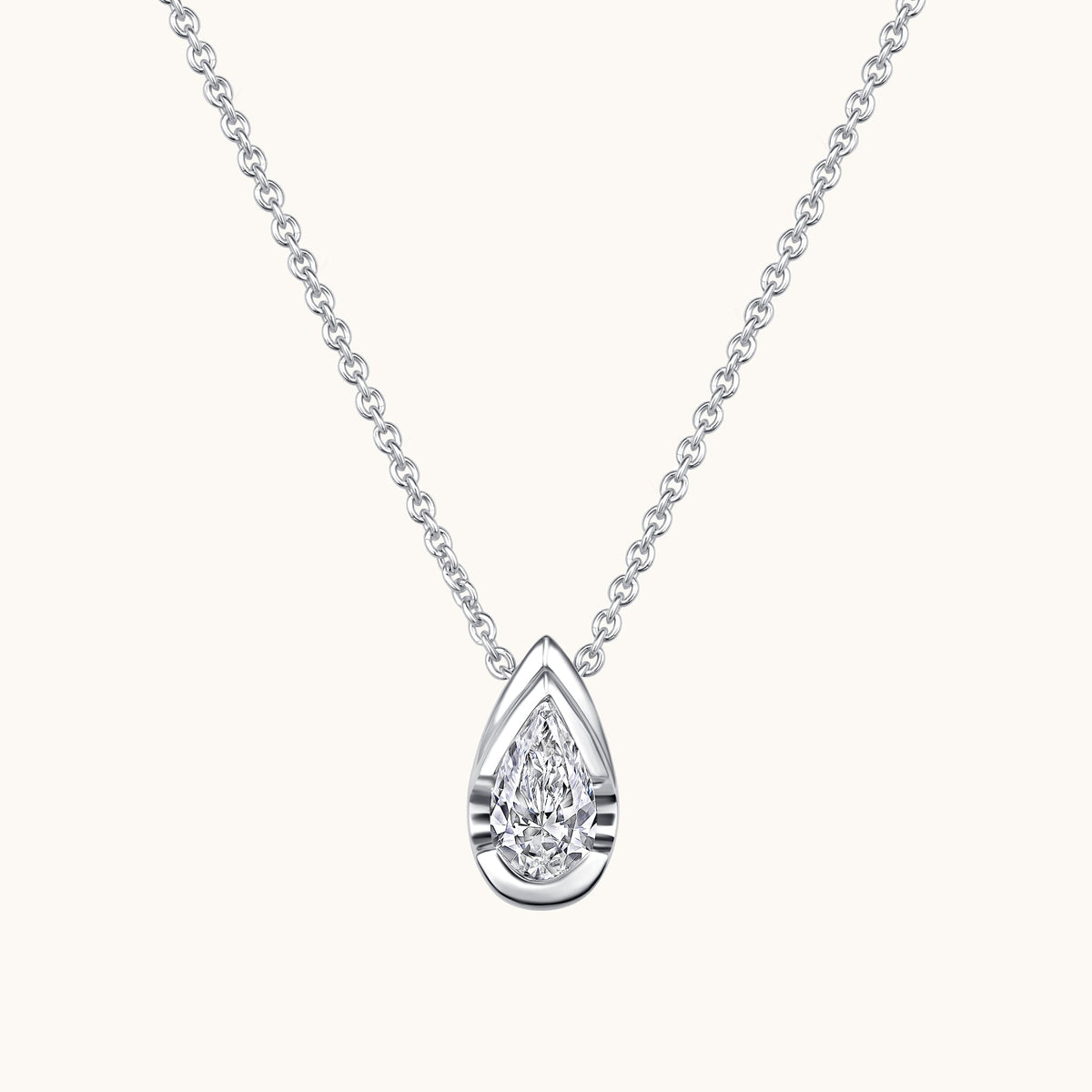 Bezel Pear Lab Diamond Solitaire Pendant - Happy Jewelers Fine Jewelry Lifetime Warranty