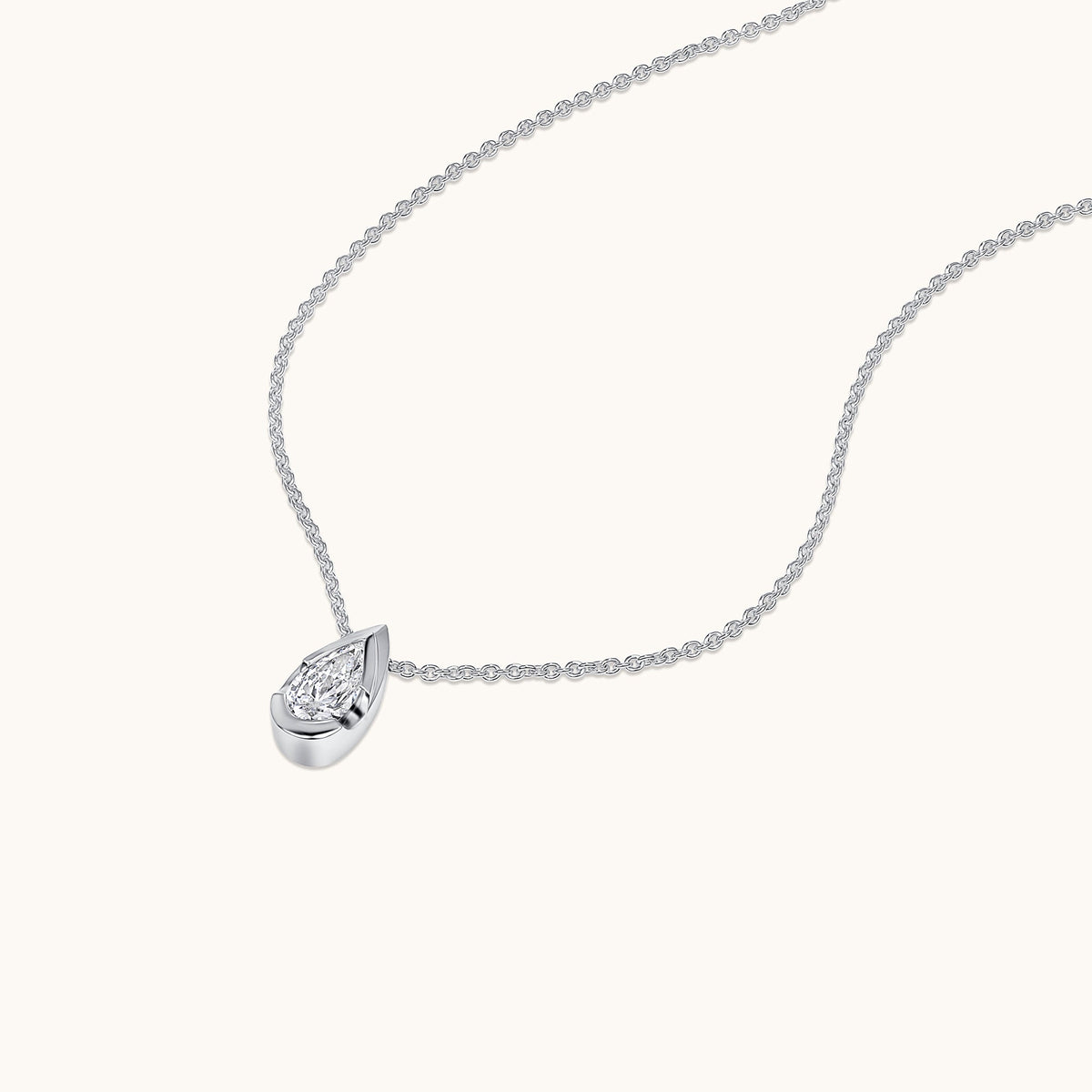 Bezel Pear Lab Diamond Solitaire Pendant
