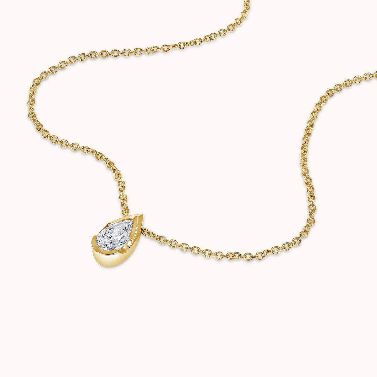Bezel Pear Lab Diamond Solitaire Pendant