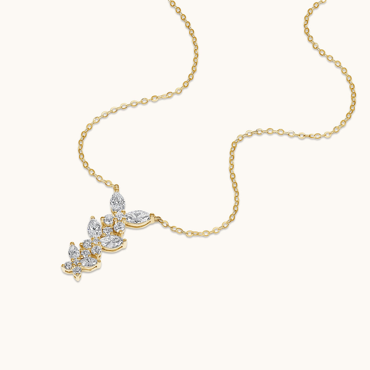 Butterfly Lab Diamond Drop Pendant Necklace