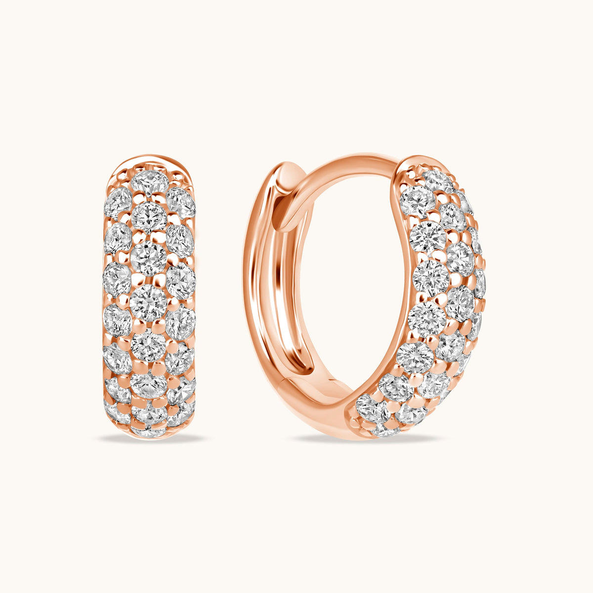 Chunky Pave Diamond Petite Huggie - Happy Jewelers Fine Jewelry Lifetime Warranty