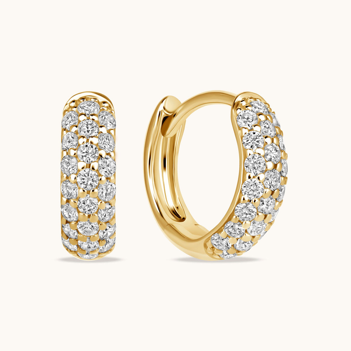 Chunky Pave Diamond Petite Huggie - Happy Jewelers Fine Jewelry Lifetime Warranty