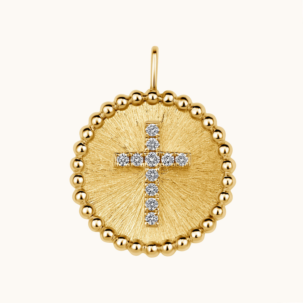 Cross Artificial Diamond Coin Pendant