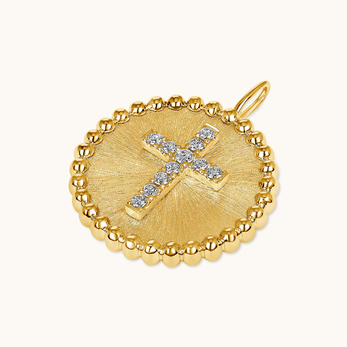 Cross Artificial Diamond Coin Pendant