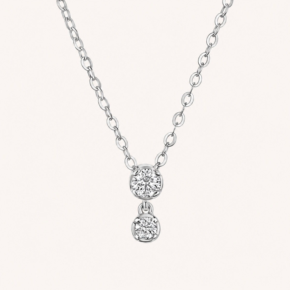 White Gold Dainty Diamond Drop Pendant Necklace