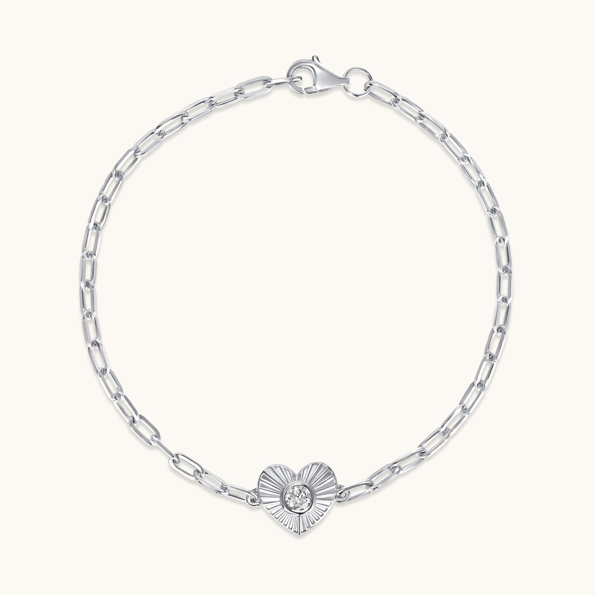 Diamond Fluted Heart Chain Bracelet - Happy Jewelers Fine Jewelry Lifetime Warranty