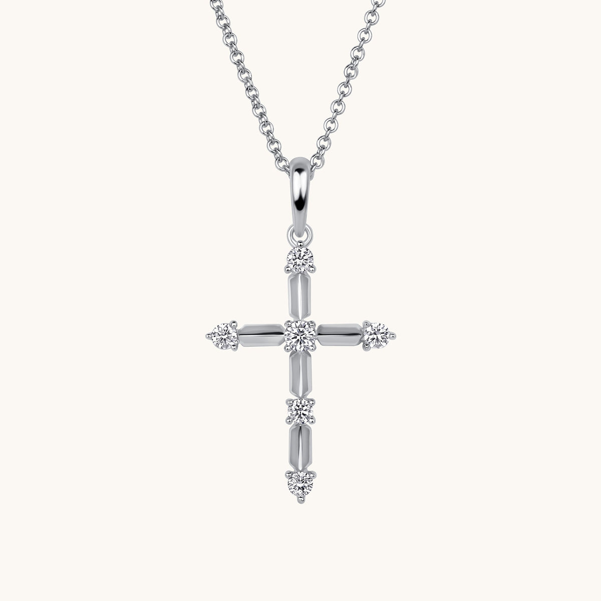 White Gold Diamond Axis Cross Pendant Necklace