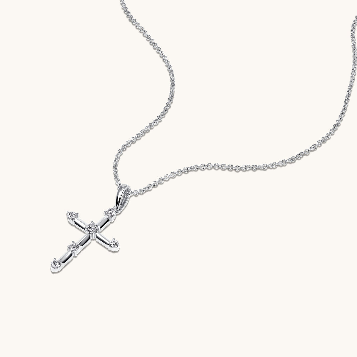 Diamond Axis Cross Pendant Necklace