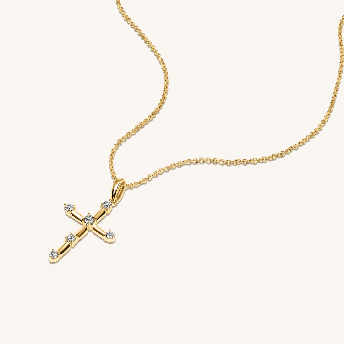 Diamond Axis Cross Pendant Necklace