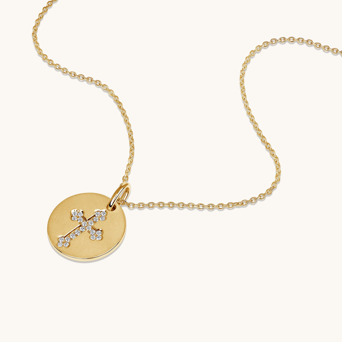 Diamond Coin Cross Pendant