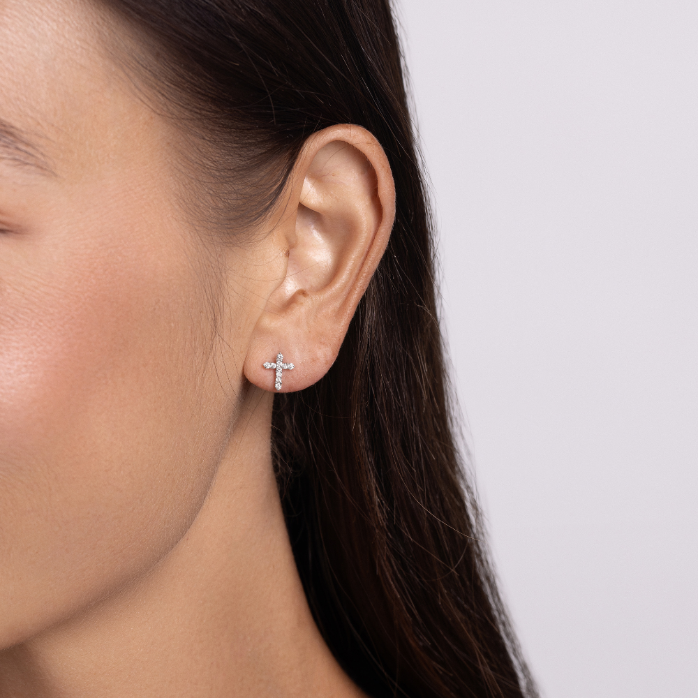 Diamond Cross Earrings
