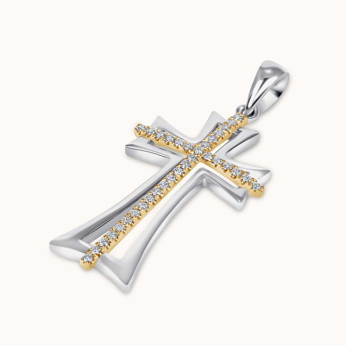 Diamond Double Cross Pendant