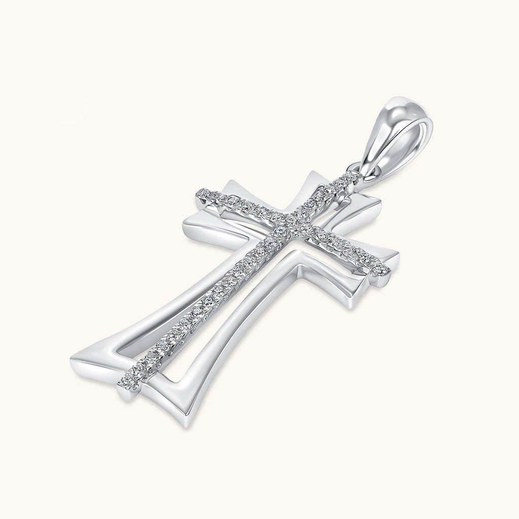 Diamond Double Cross Pendant