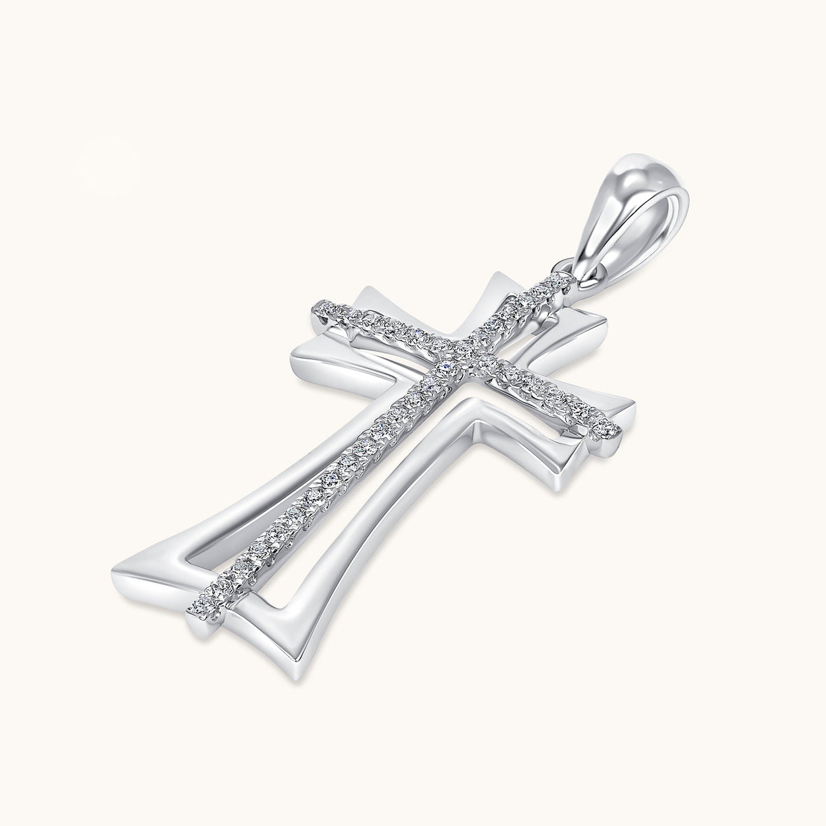 Diamond Double Cross Pendant