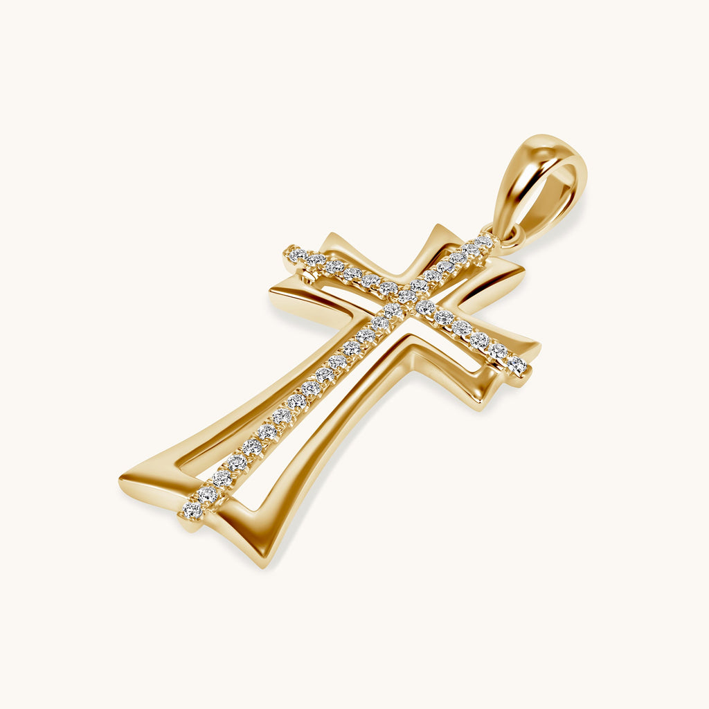 Diamond Double Cross Pendant