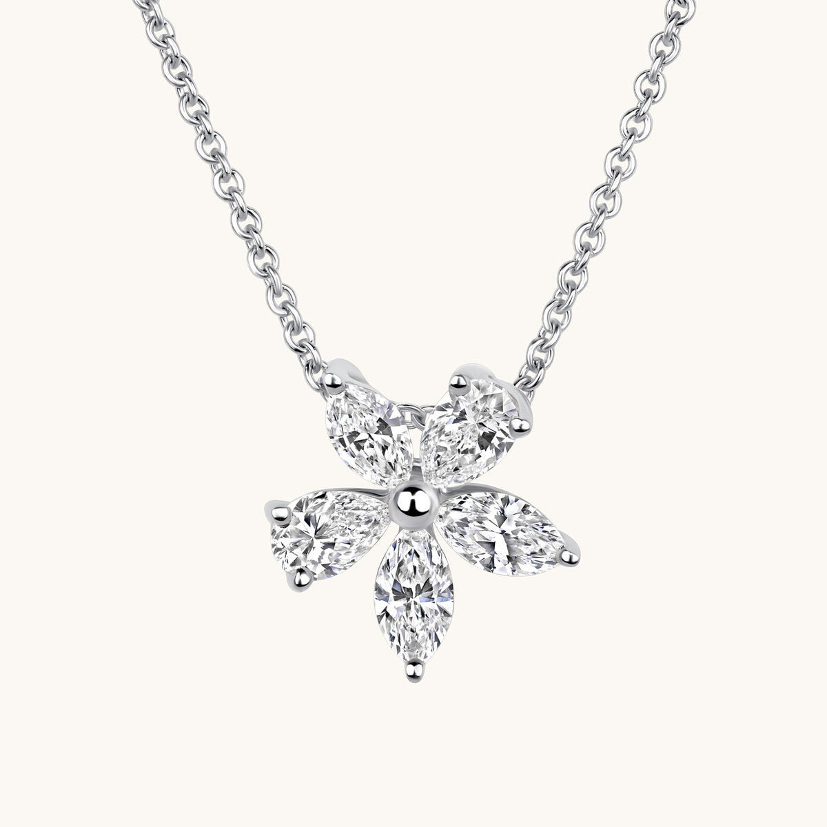White Gold Diamond Flower Necklace