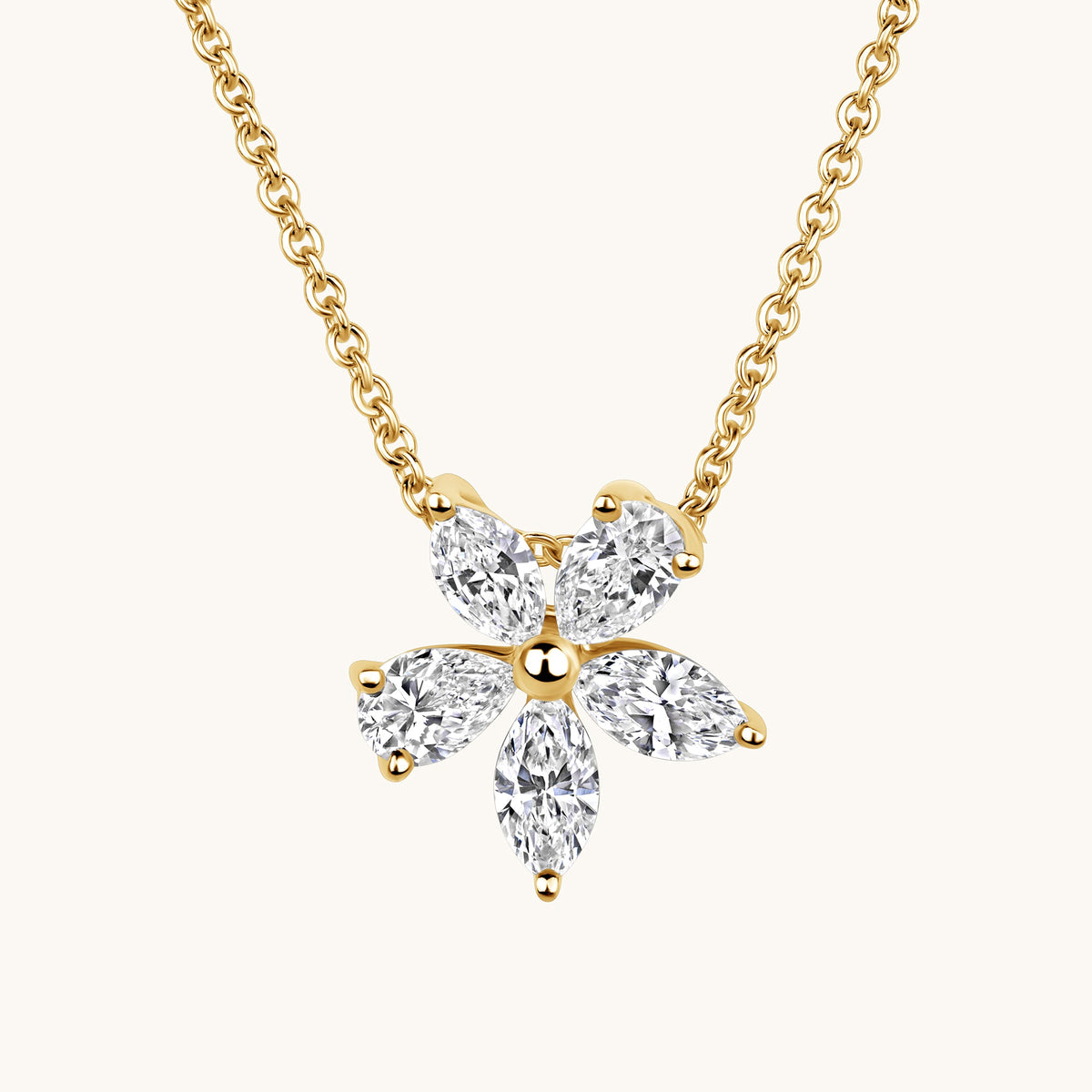 Yellow Gold Diamond Flower Necklace