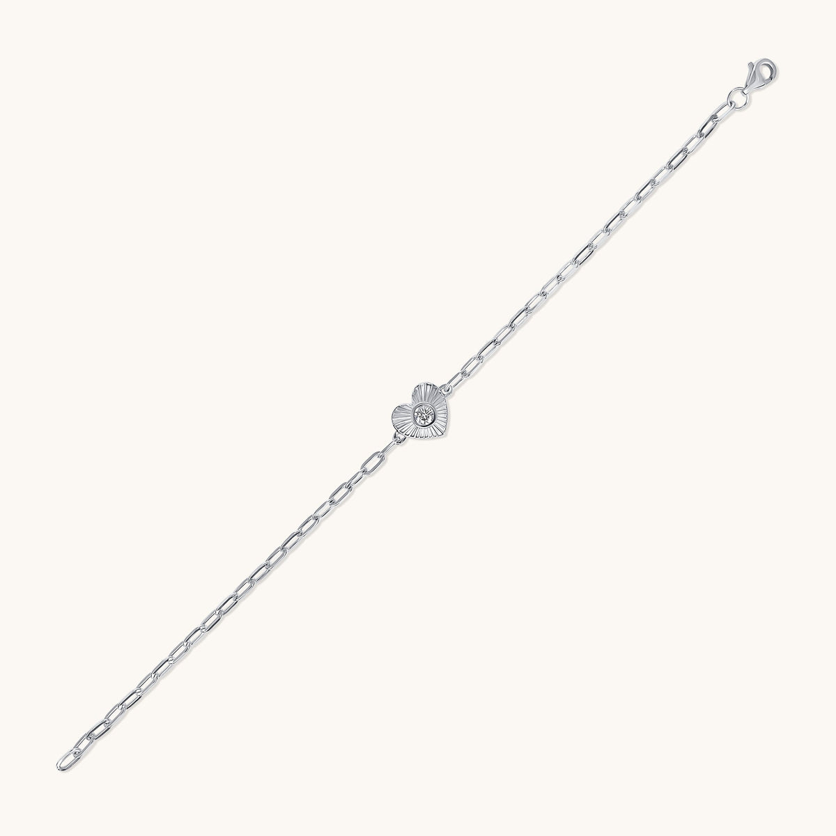 Diamond Fluted Heart Chain Bracelet