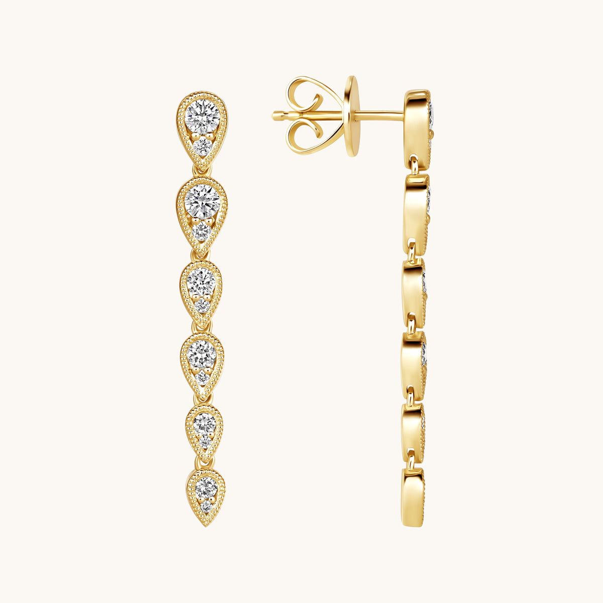 Diamond Pear Illusion Drop Earrings