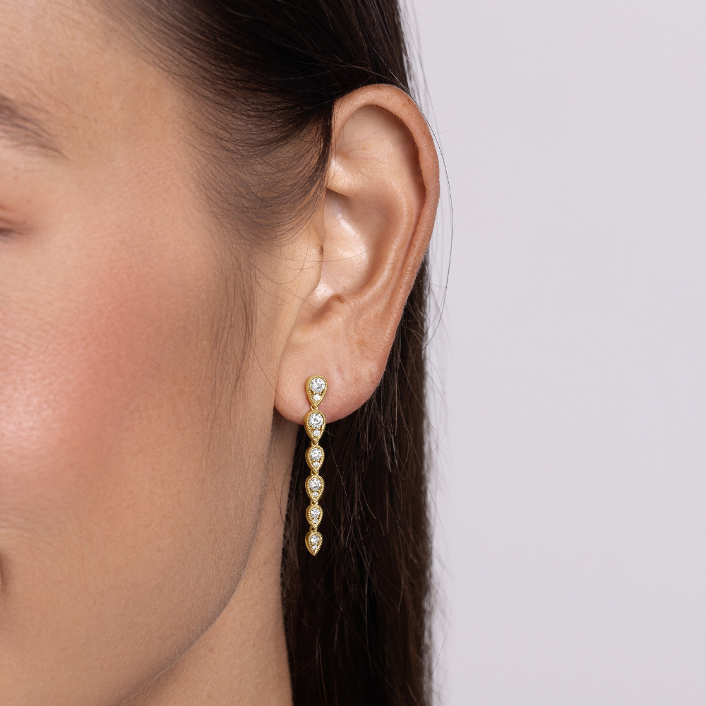 Diamond Pear Illusion Drop Earrings