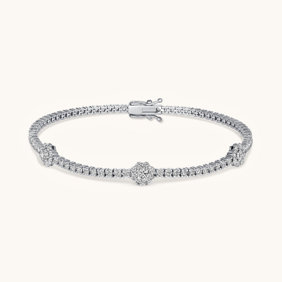Diamond Three Flower Tennis Bracelet