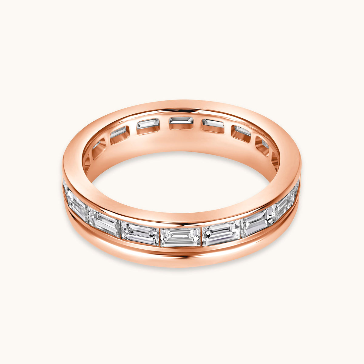 Baguette Lab Diamond and Gold Double Eternity Band