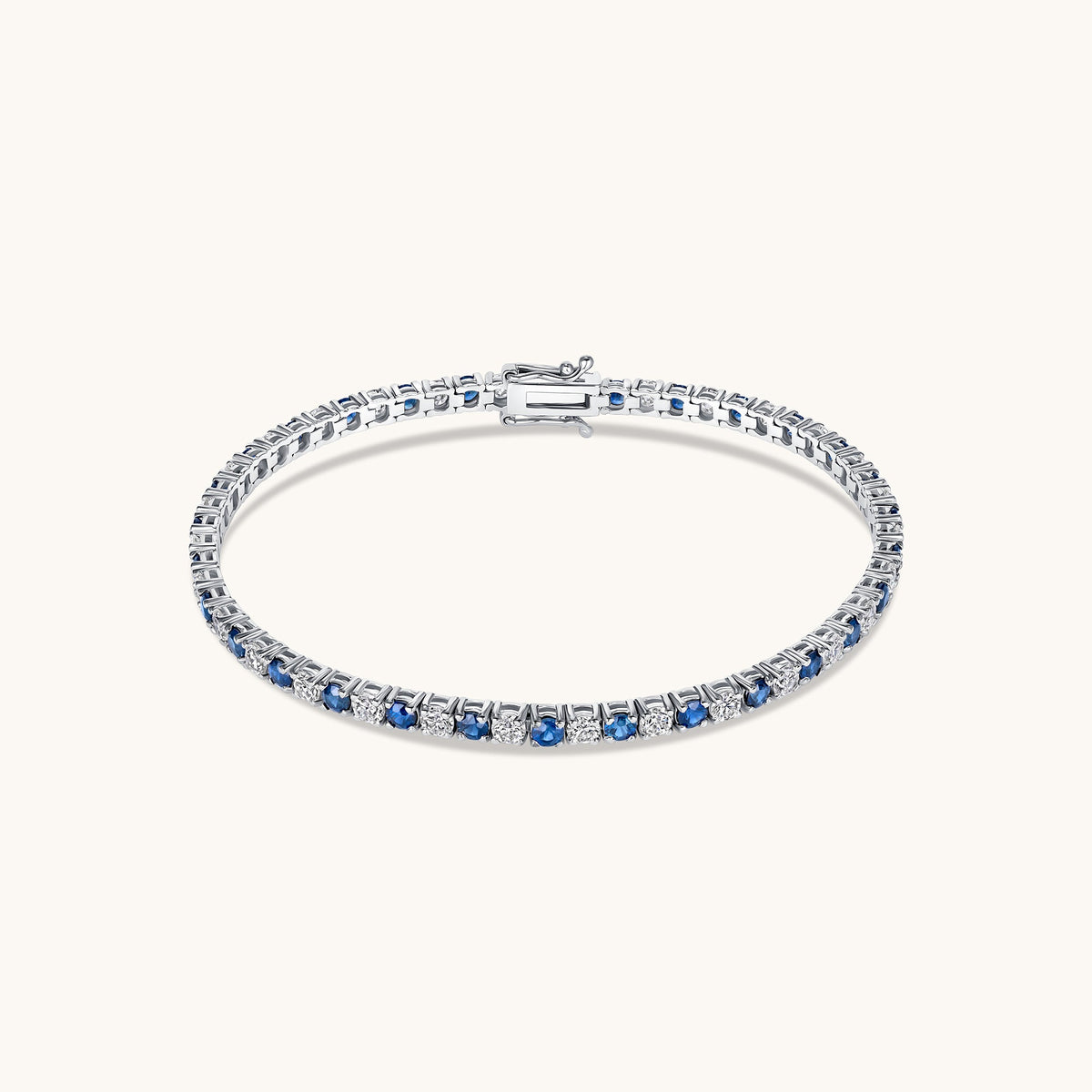 Diamond and Blue Sapphire Tennis Bracelet