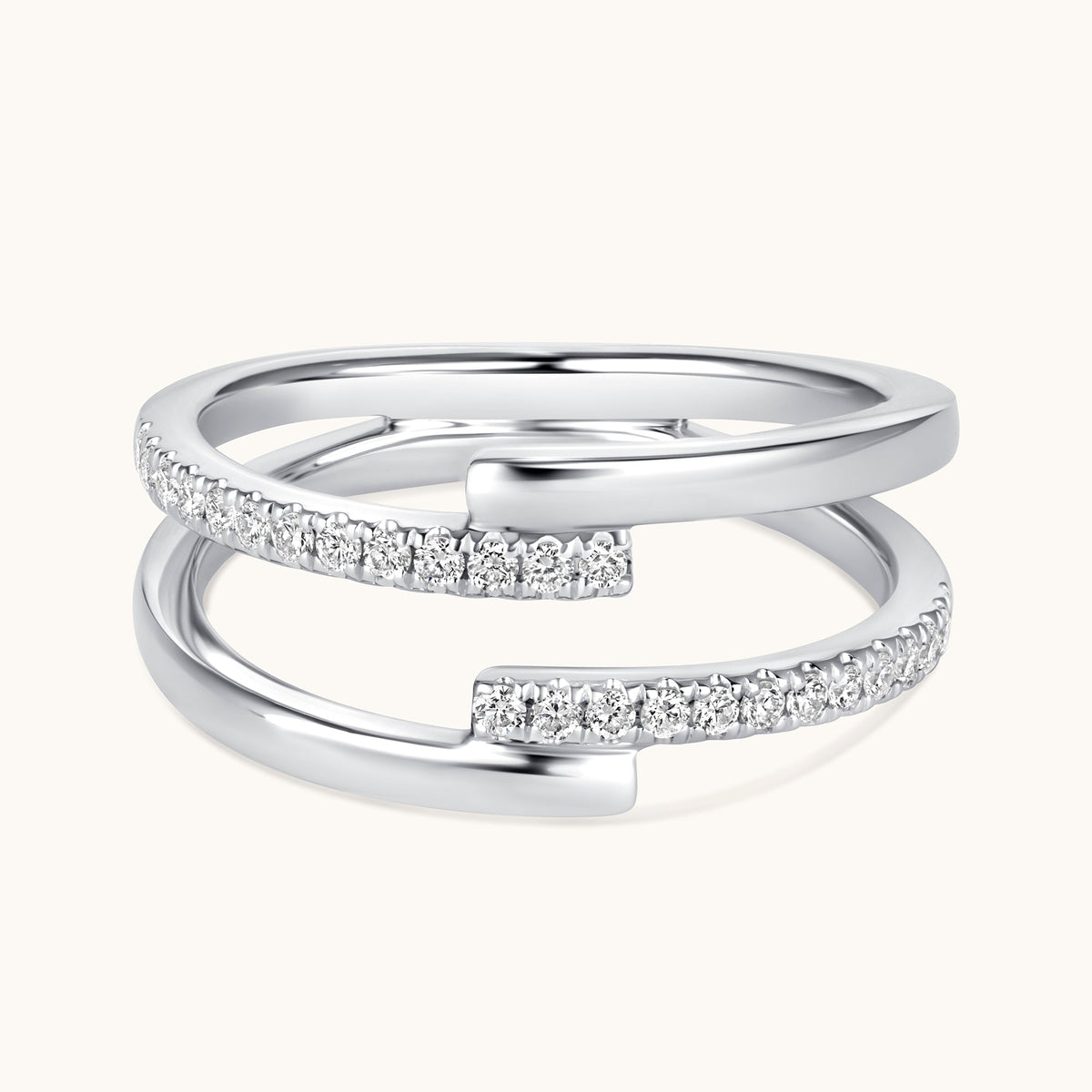 Double Banded Half Diamond Ring - Happy Jewelers Fine Jewelry Lifetime Warranty
