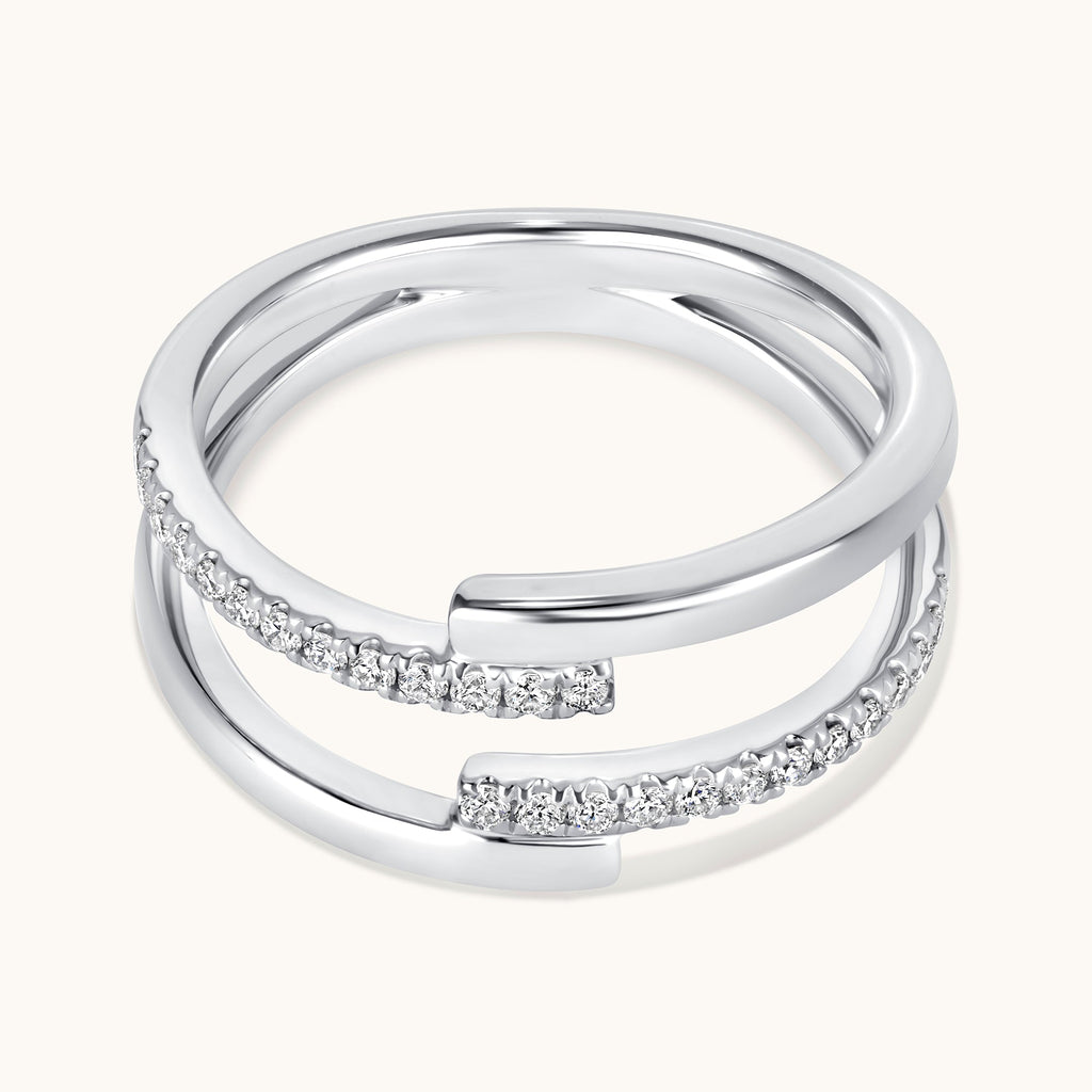 Double Banded Half Diamond Ring