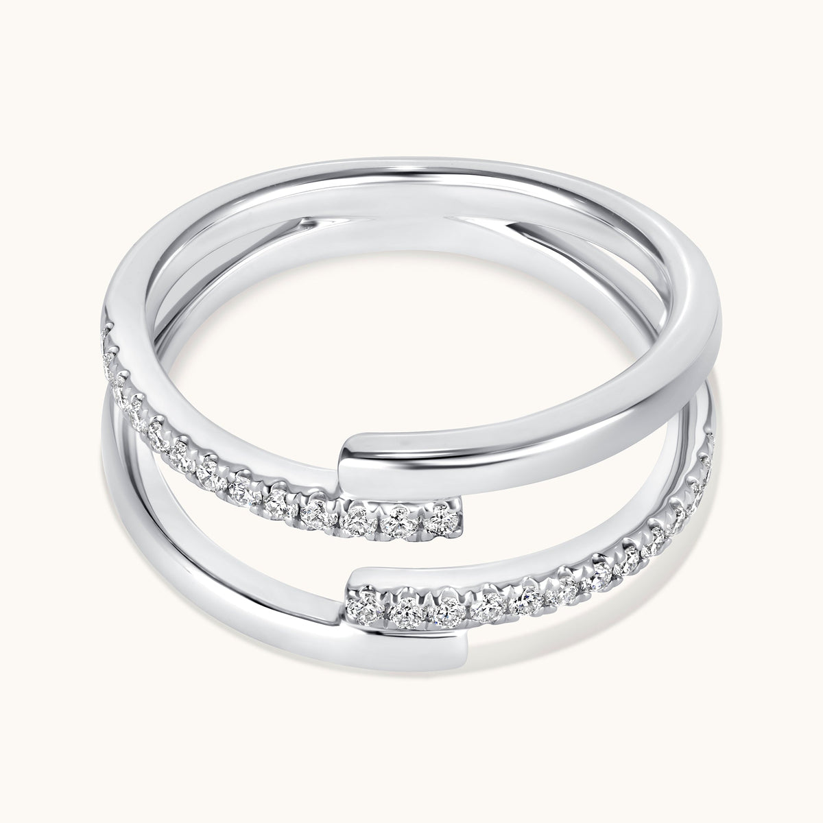 Double Banded Half Diamond Ring