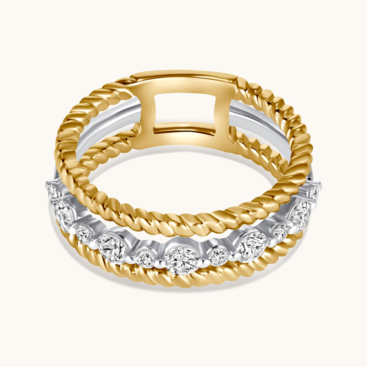 Double Cable Diamond Halfway Band