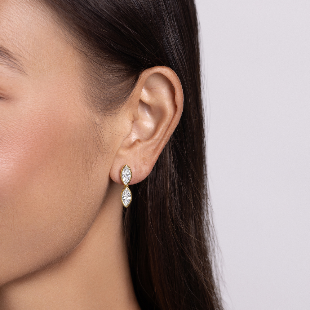 Double Marquise Lab Diamond Drop Earrings