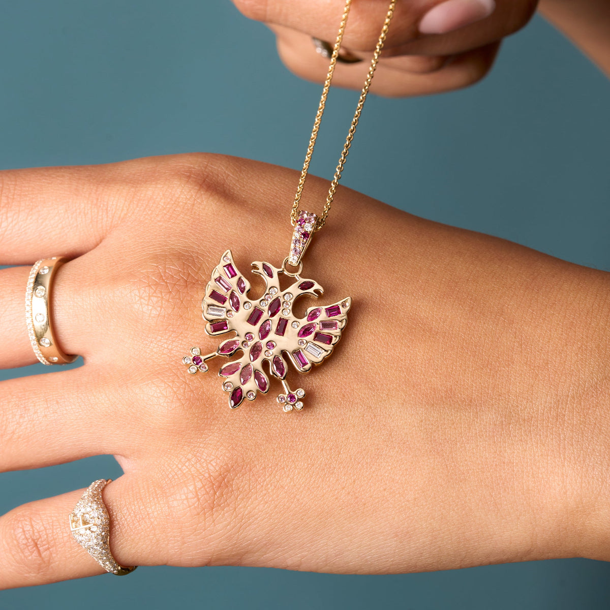 Double Eagle Lab Diamond and Sapphire Pendant