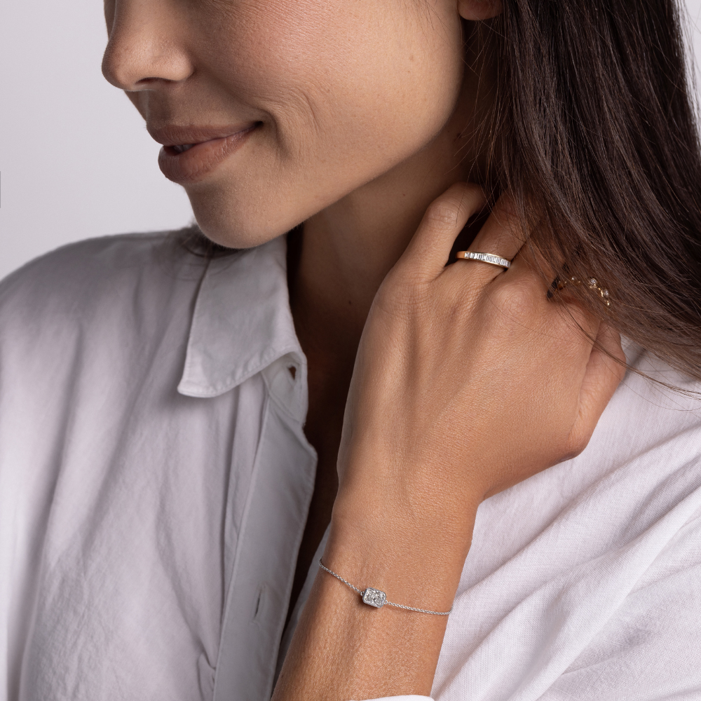 East-West Lab Diamond Bezel Bracelet