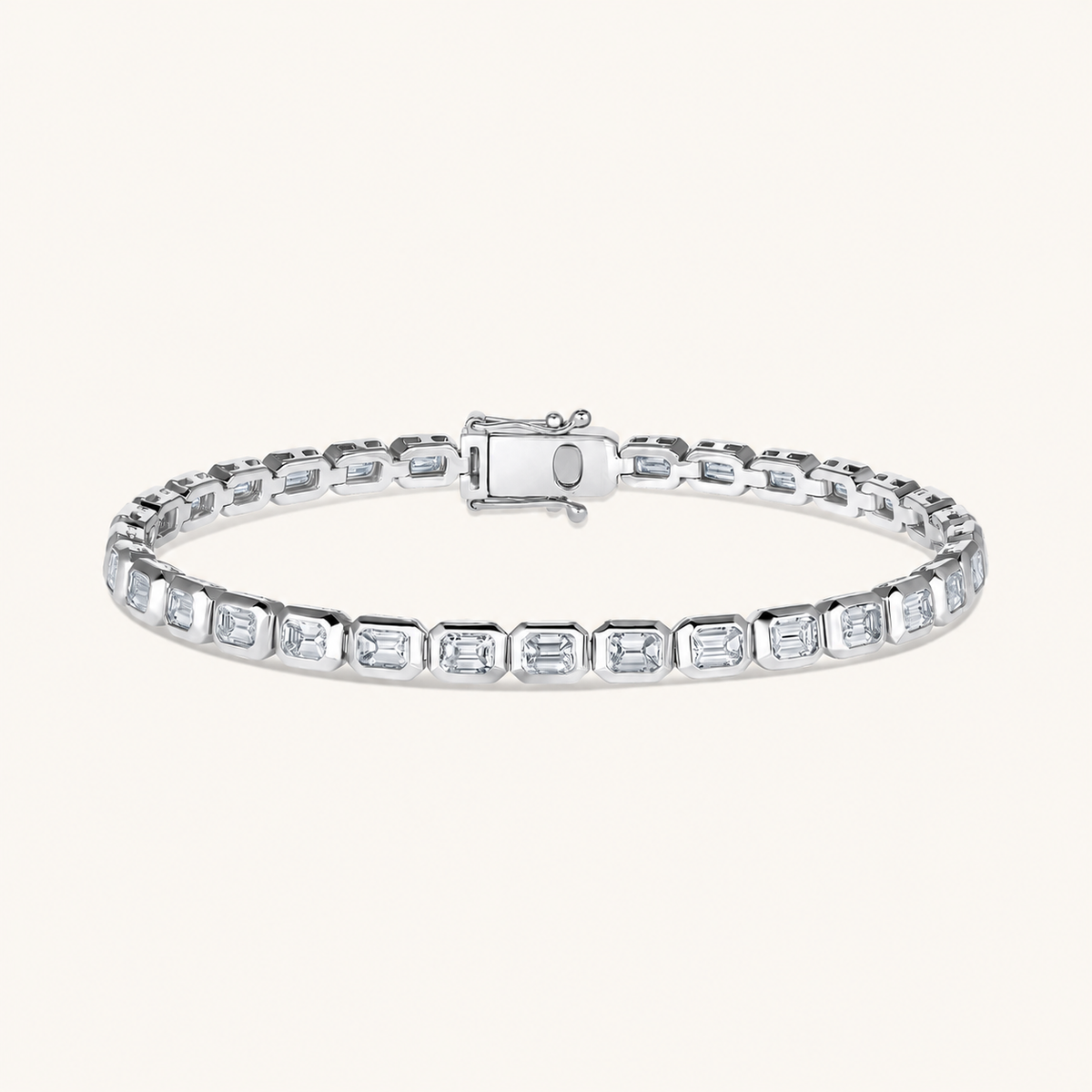 White Gold East-West Emerald Tennis Bracelet