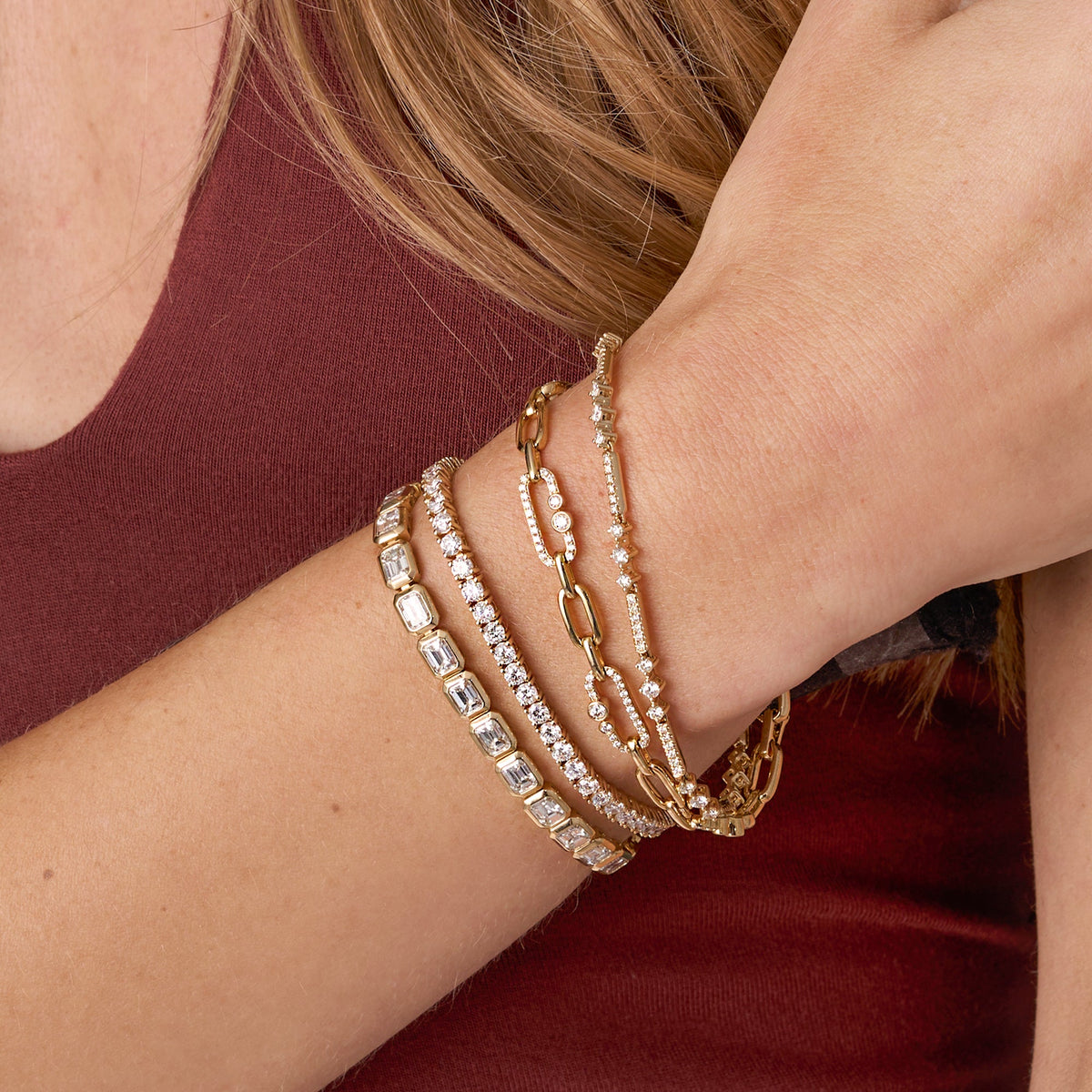 East-West Emerald Tennis Bracelet