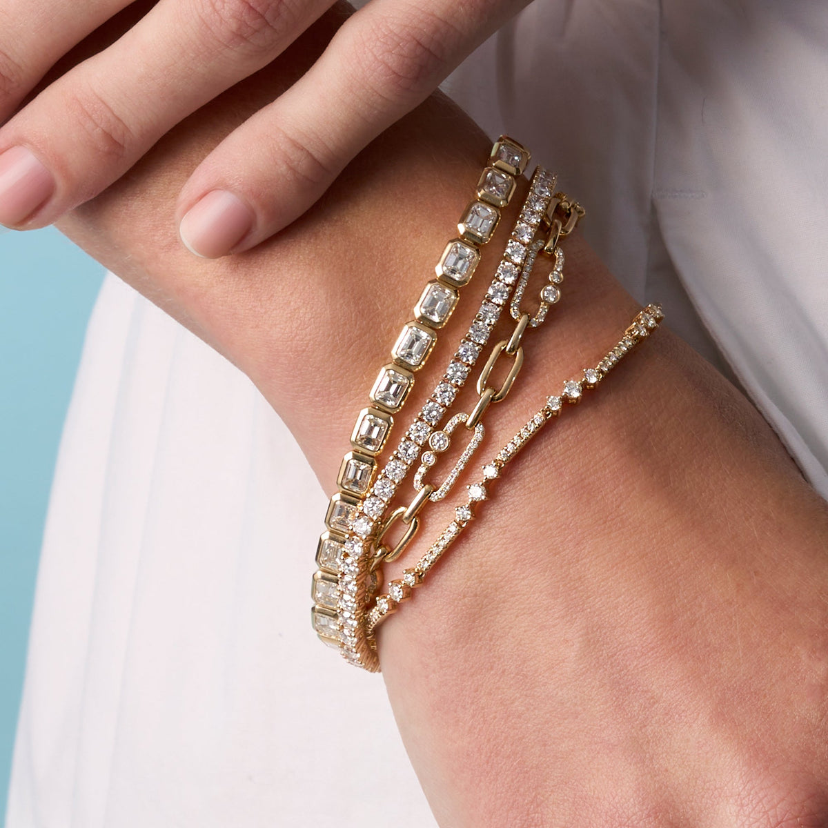 East-West Emerald Tennis Bracelet