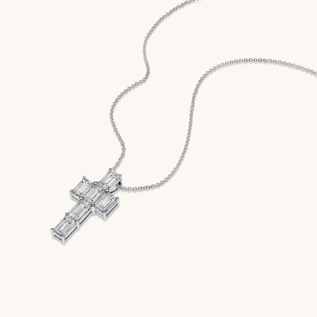 Emerald Lab Diamond Cross Pendant