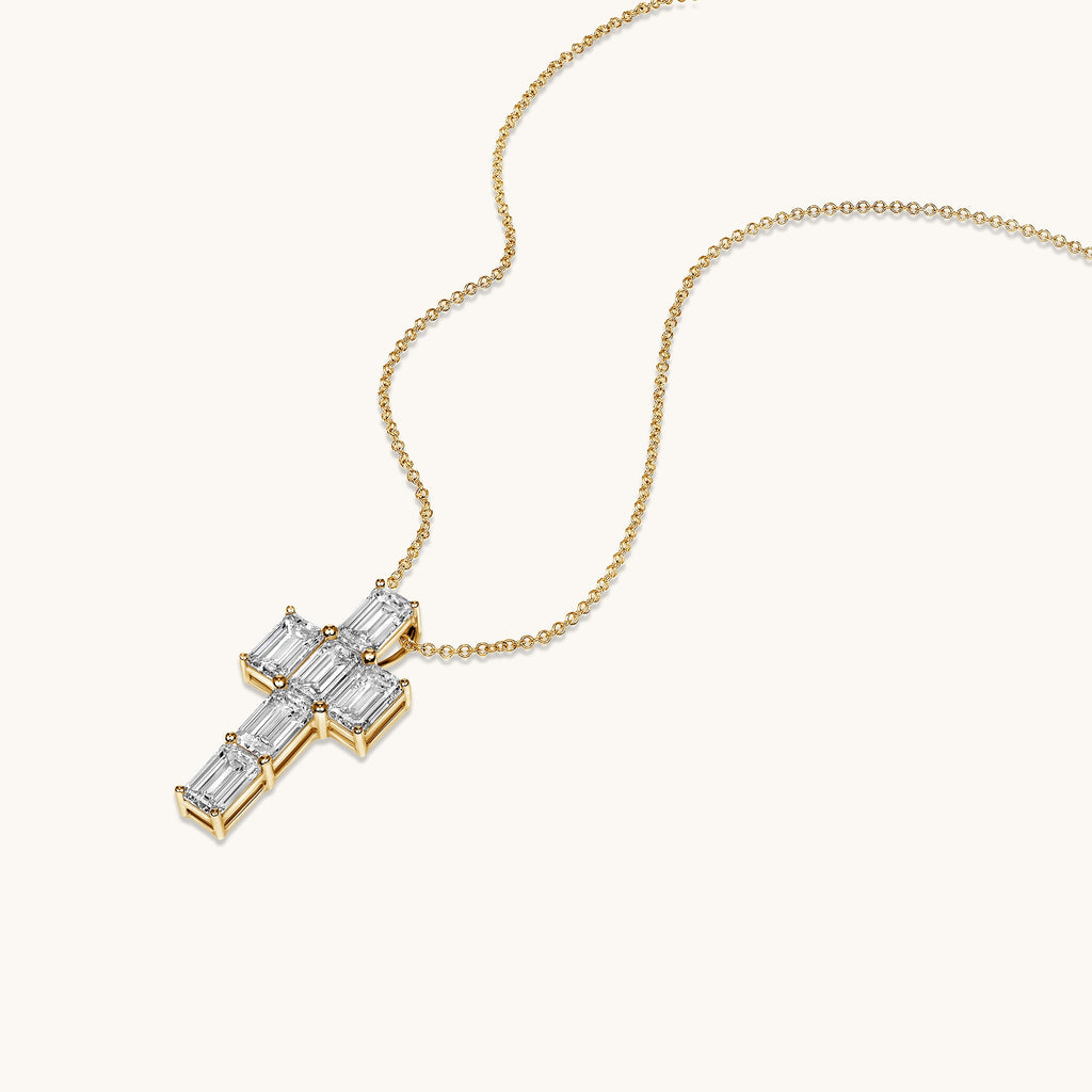 Emerald Lab Diamond Cross Pendant