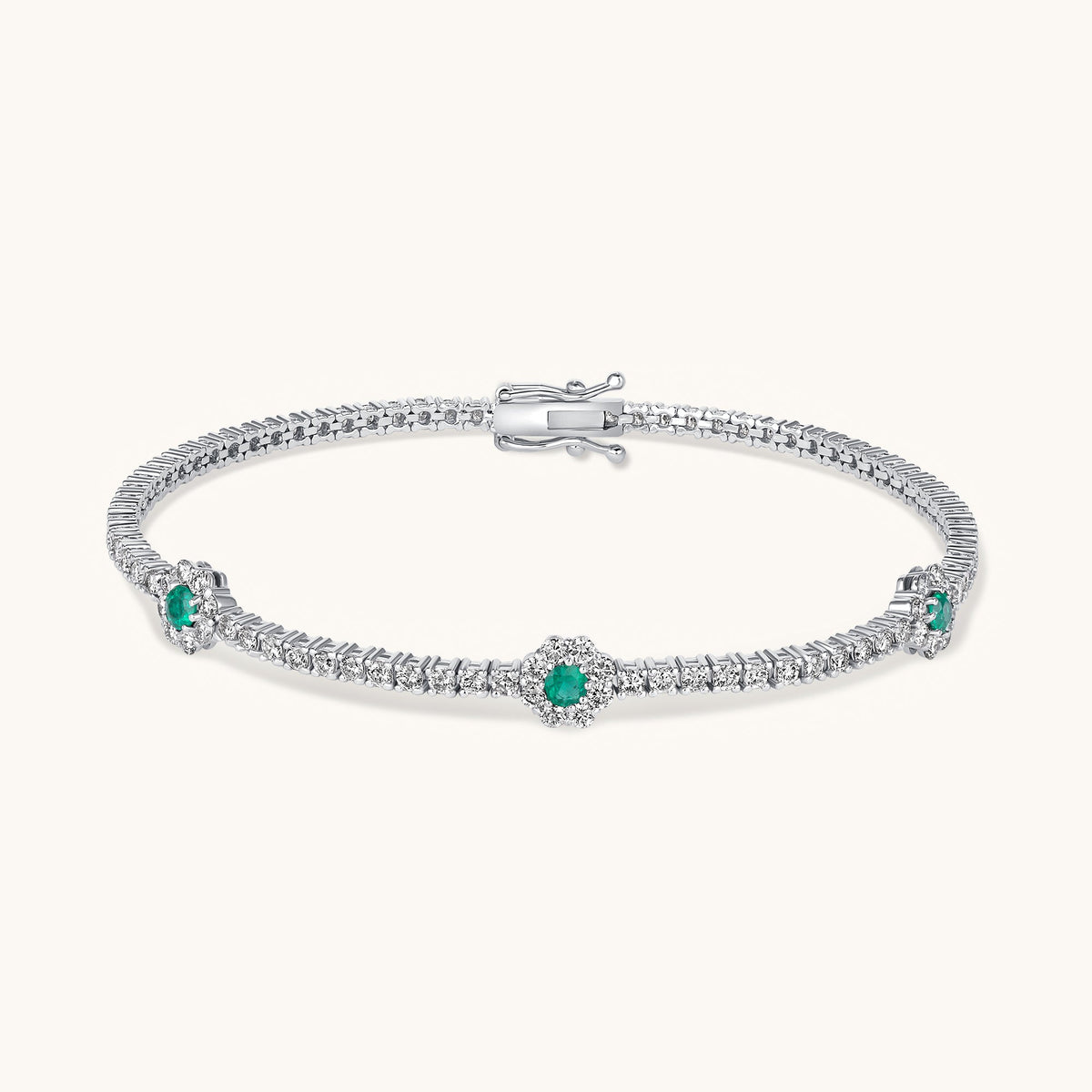 Emerald Three Flower Tennis Bracelet