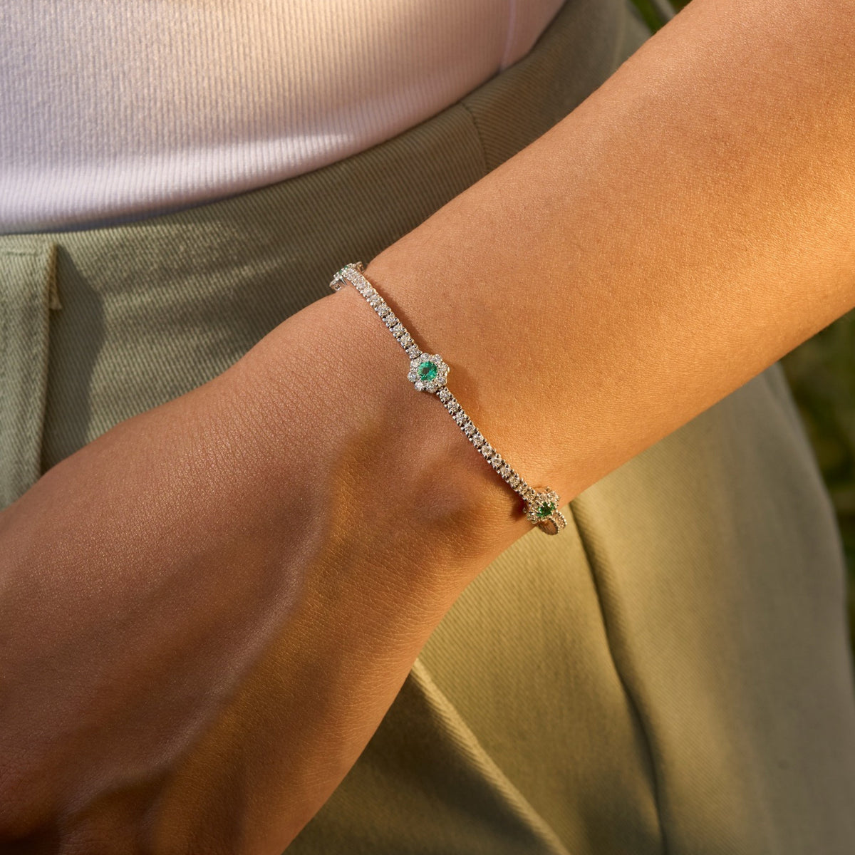 Three Flower Tennis Bracelet